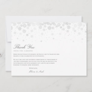 Elegant Script Snowflakes Thank you Card