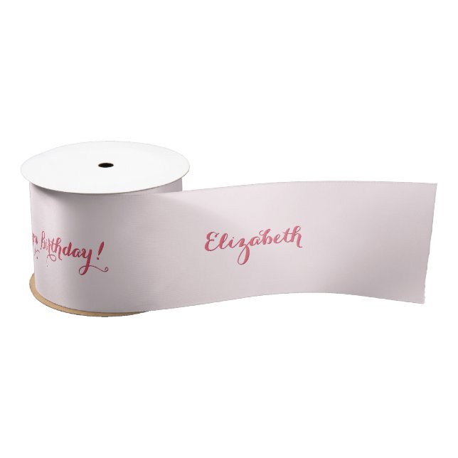Elegant Script Solid Pink Girly Gift Wrap Wrapping Satin Ribbon (Spool)