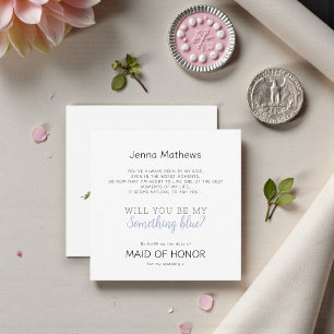 Elegant Script Something Blue Maid of Honor Card