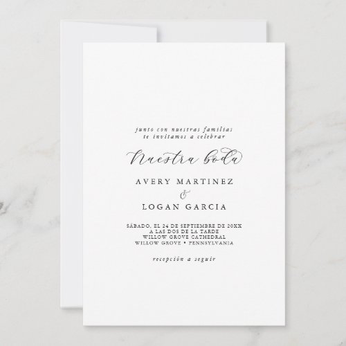 Elegant Script Spanish Nuestra Boda Invitation
