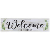 Elegant Script & Sprig Welcome Sign & Wall Plaque (Front)