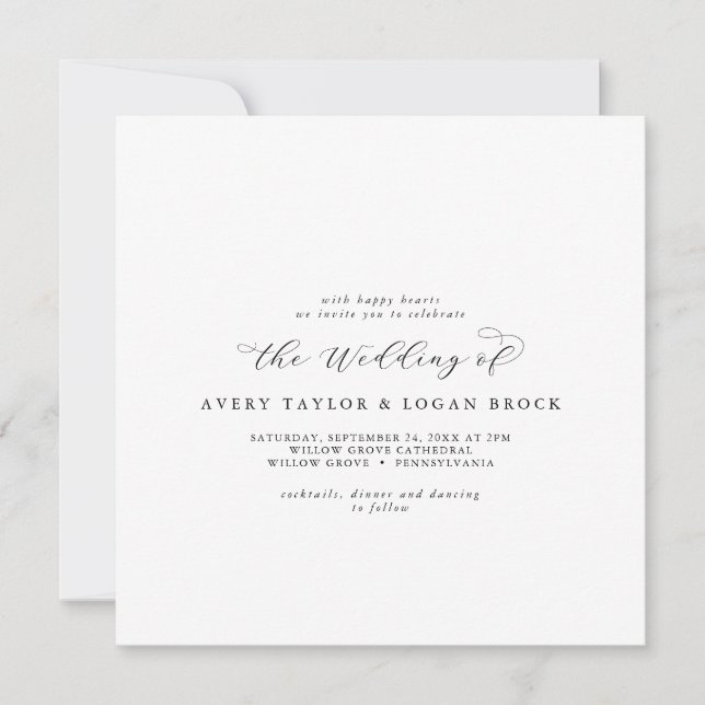 Elegant Script Square Wedding Invitation (Front)