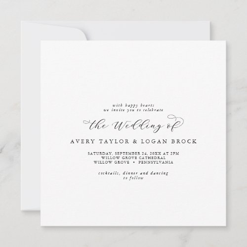 Elegant Script Square Wedding Invitation