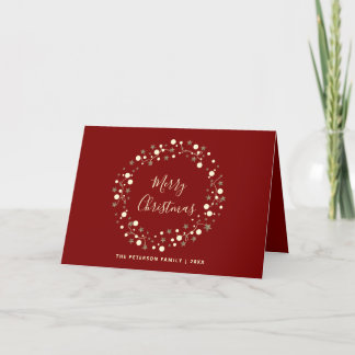 Elegant Script | Stars Wreath Non Photo Christmas Holiday Card