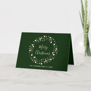 Elegant Script Stars Wreath Non Photo Christmas Holiday Card