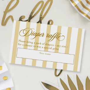 Elegant Script & Stripes Baby Shower Diaper Raffle Enclosure Card