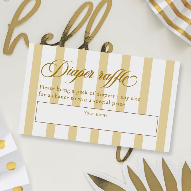 Elegant Script & Stripes Baby Shower Diaper Raffle Enclosure Card (Creator Uploaded)