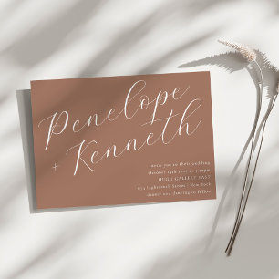 Elegant Script Stylish Wedding Earthy Mocha Brown Invitation