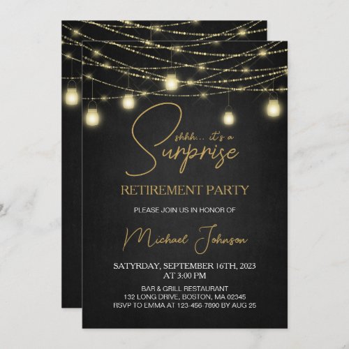Elegant Script Surprise Retirement Party Invitation