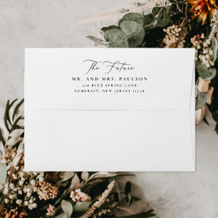 Elegant Script Swash Pre Printed Return Address Envelope