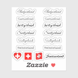 Elegant script Switzerland & Swiss Flag /name Set Sticker