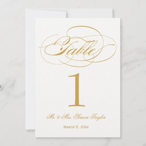 Elegant Script Table Number - Gold Custom Invites