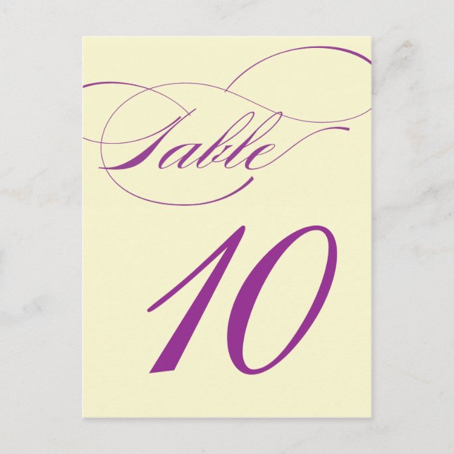 Elegant Script Table Number Postcard (Front)