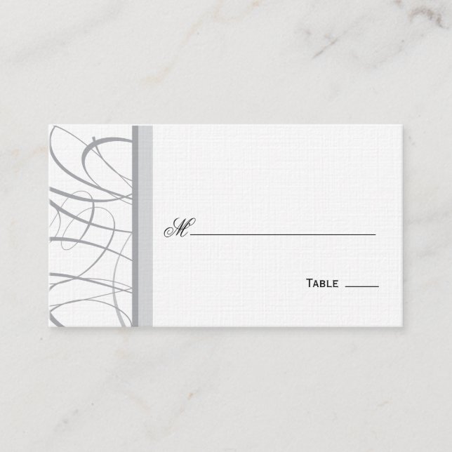 Elegant Script Table Seating/Place Card - Gray (Front)