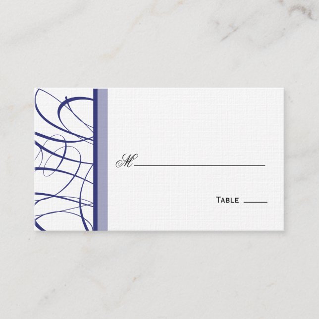 Elegant Script Table Seating/Place Card - Navy (Front)