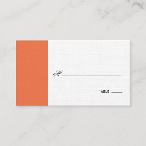 Customizable Elegant Script Table Seating/Place Card - Orange Business Card