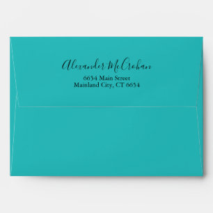 Elegant Script Teal Aqua Return Address Mailing Envelope