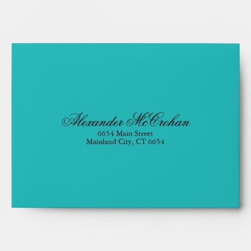 Elegant Script Teal Aqua Return Address Mailing Envelope