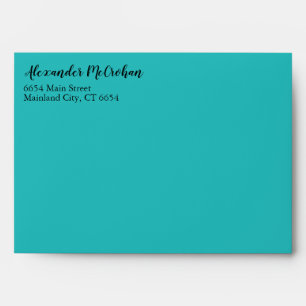 Elegant Script Teal Aqua Return Address Mailing Envelope