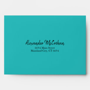Elegant Script Teal Aqua Return Address Mailing Envelope