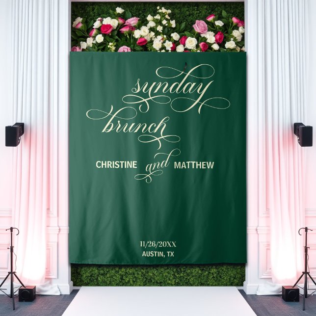 Elegant Script Teal Sunday Brunch Backdrop (Creator Uploaded)