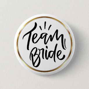 Elegant Script Team Bride Gold Frame Button