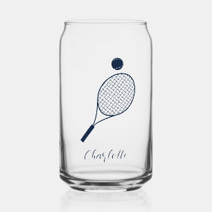 Elegant Script Tennis Player Monogram Personalized Can Glass