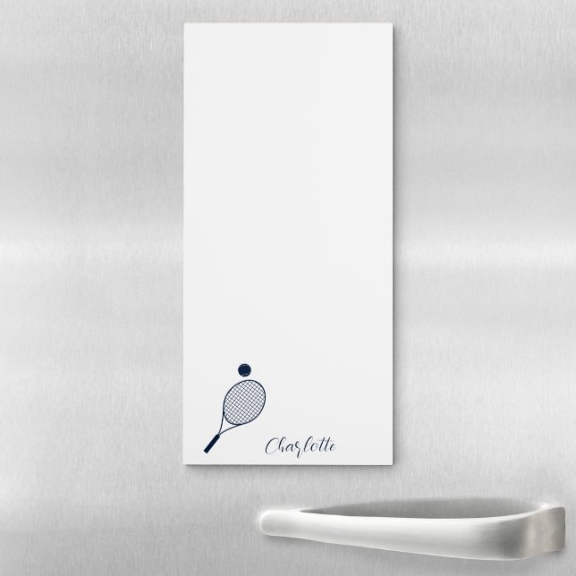 Elegant Script Tennis Player Monogram Personalized Magnetic Notepad (In Situ)