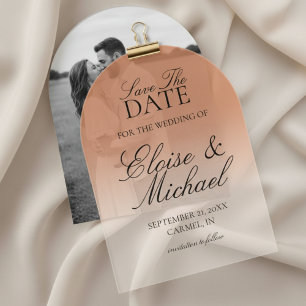 Elegant Script Terracotta Gradient Save The Date