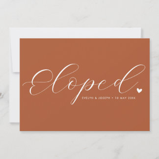 elegant script terracotta wedding announcement