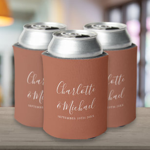 Smitten Custom Wedding Can Coolers with Couple's Names