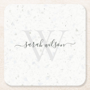 White Rainbow Terrazzo Set of Coasters