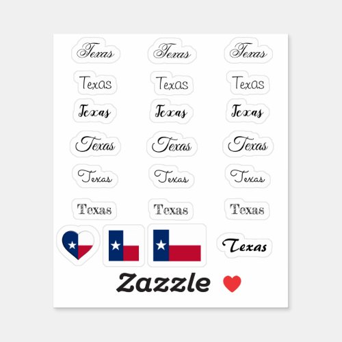 Elegant script Texas  Texas Flag USA name Set Sticker