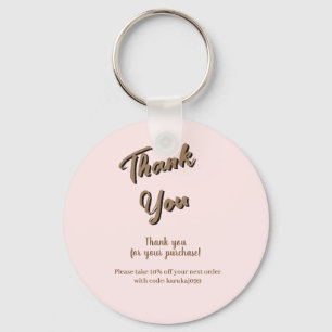Elegant script thank you blush pink gift card keychain