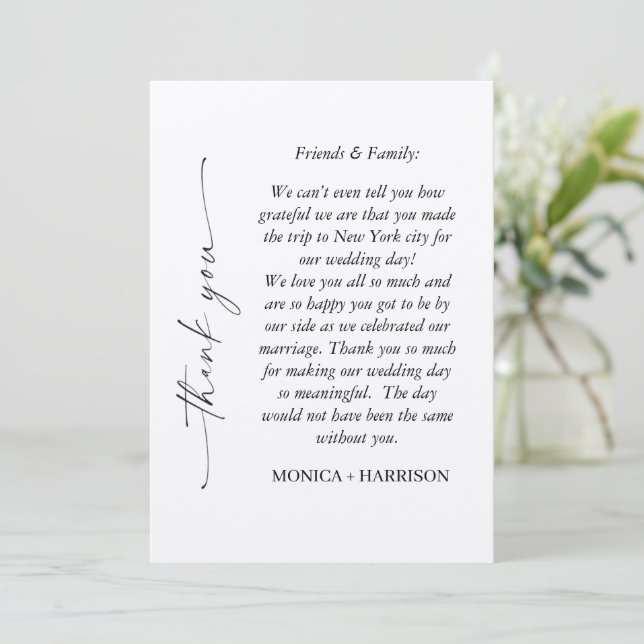 Elegant Script Thank You Card with Photo (Standing Front)
