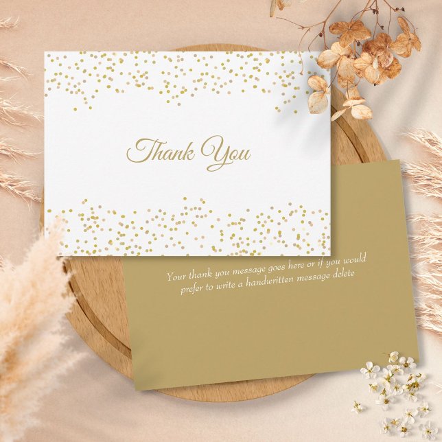 Elegant Script Thank You Chic Gold Dust Confetti Card (Creator Uploaded)