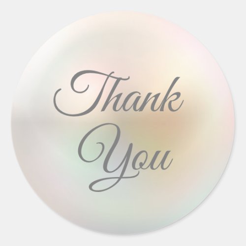 Elegant Script Thank You Chic Pearl Classic Round Sticker