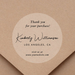 Elegant Script Thank You Clear Classic Round Sticker