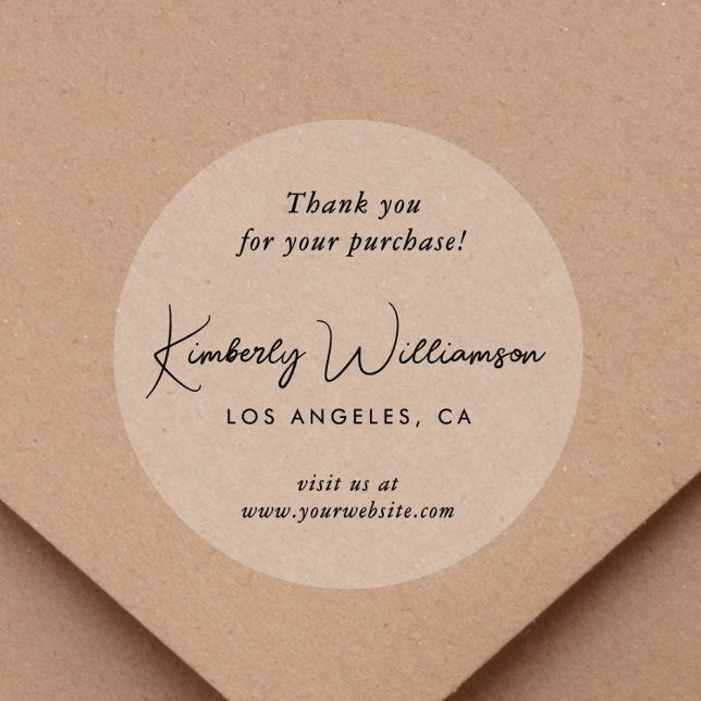 Elegant Script Thank You Clear Classic Round Sticker (Creator Uploaded)