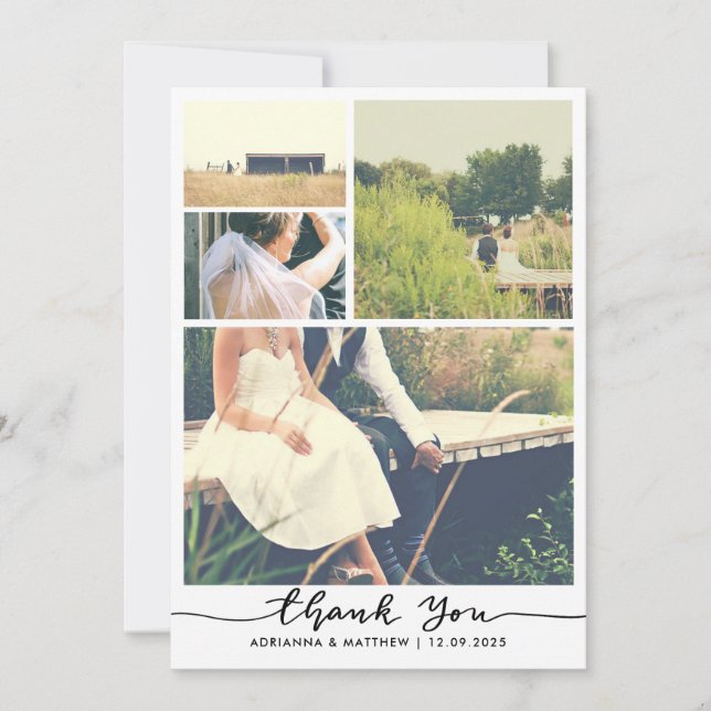 Elegant Script Thank You | Couple Photo Wedding (Front)