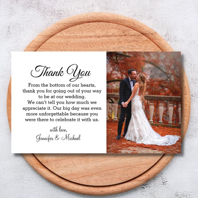 elegant script thank you fall wedding photo   note card (Creator Uploaded)