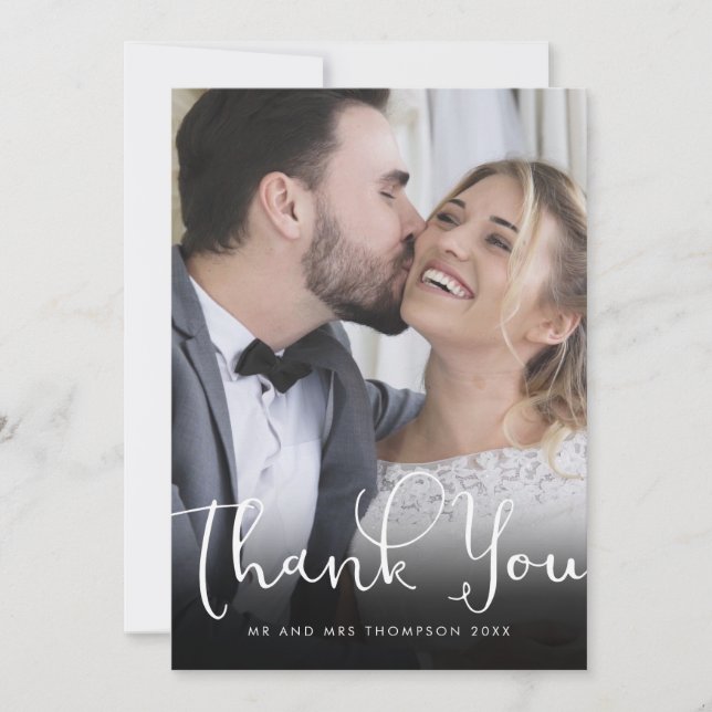 Elegant Script Thank You Gold Wedding Photo (Front)