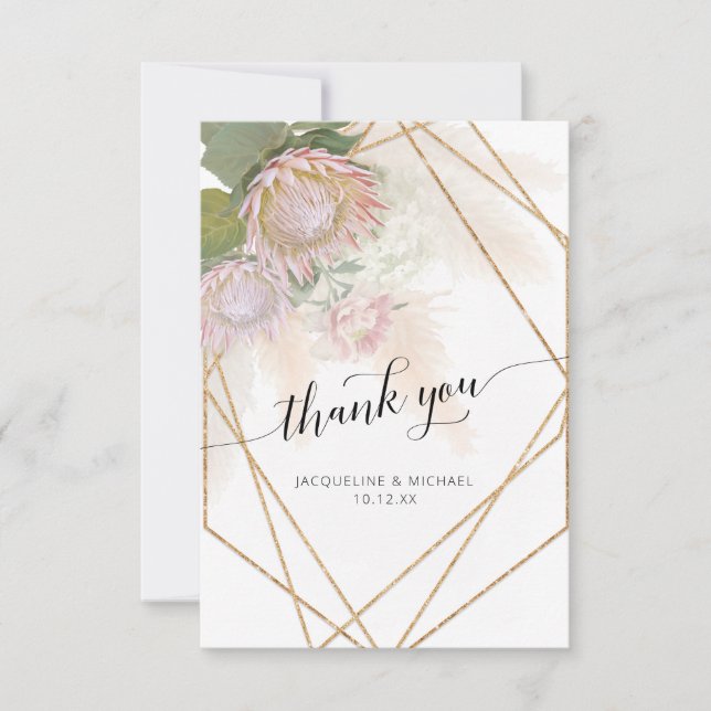 Elegant Script Thank You Modern Geometric Floral (Front)