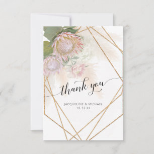 Elegant Script Thank You Modern Geometric Floral Card