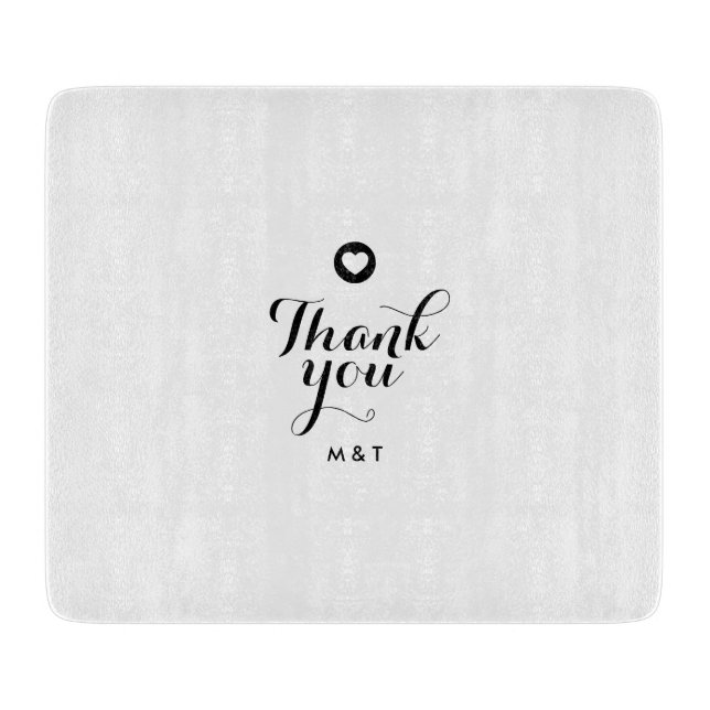 Elegant Script Thank You Monogram Wedding Favor Cutting Board (Front)