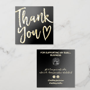Elegant Script Thank You Order Gold Foil Business Cards