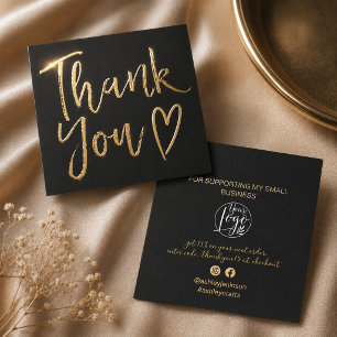 Elegant Script Thank You Order Gold Foil Business Cards