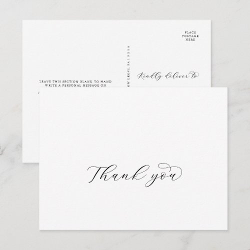 Elegant Script Thank You Postcard