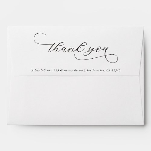 Elegant Script Thank You Preprinted Return Address Envelope