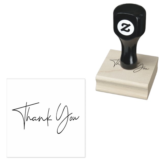 Elegant Script Thank You Rubber Stamp (Stamped)